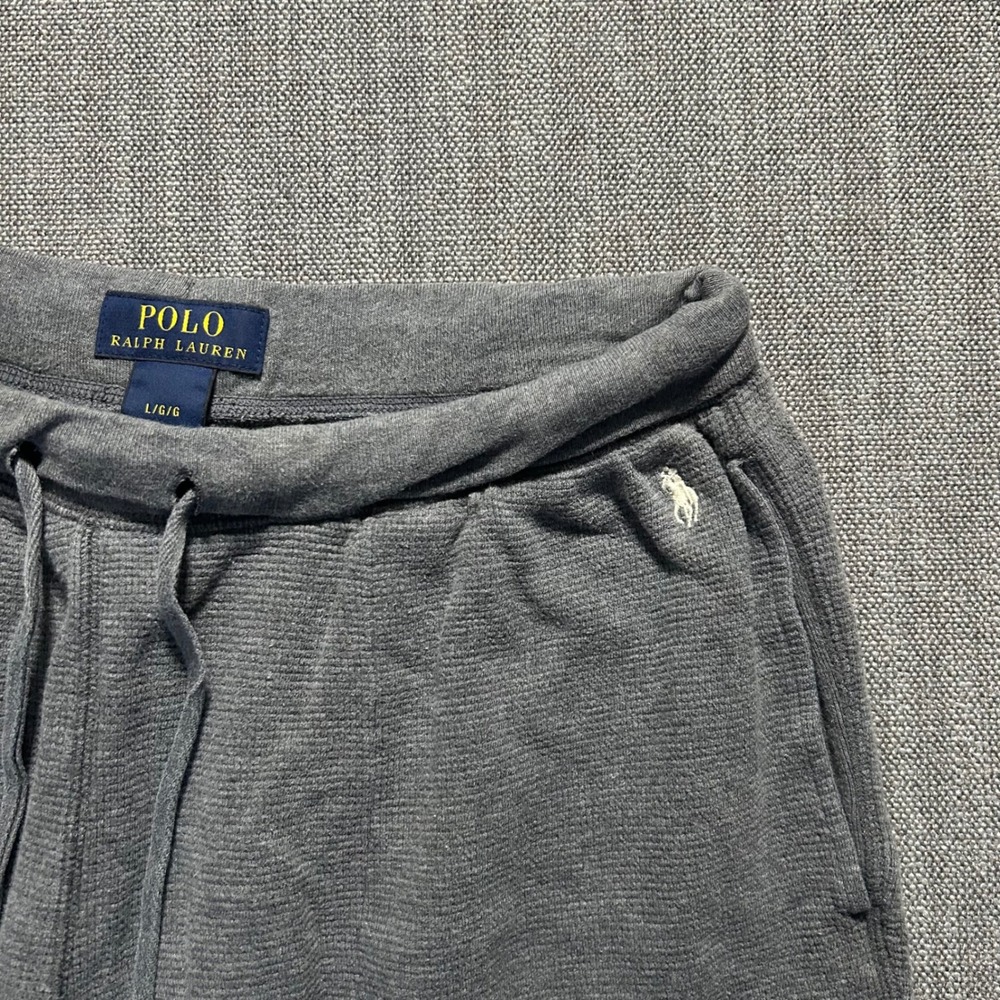 Polo Ralph Lauren Mens Gray Waffle Knit Jogger Pants Cotton Lounge Sleep L